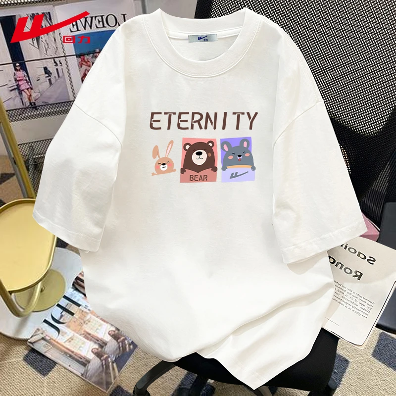 回力夏季T恤女宽松辣妹多巴胺大码体恤夏装纯棉短袖2025新款上衣