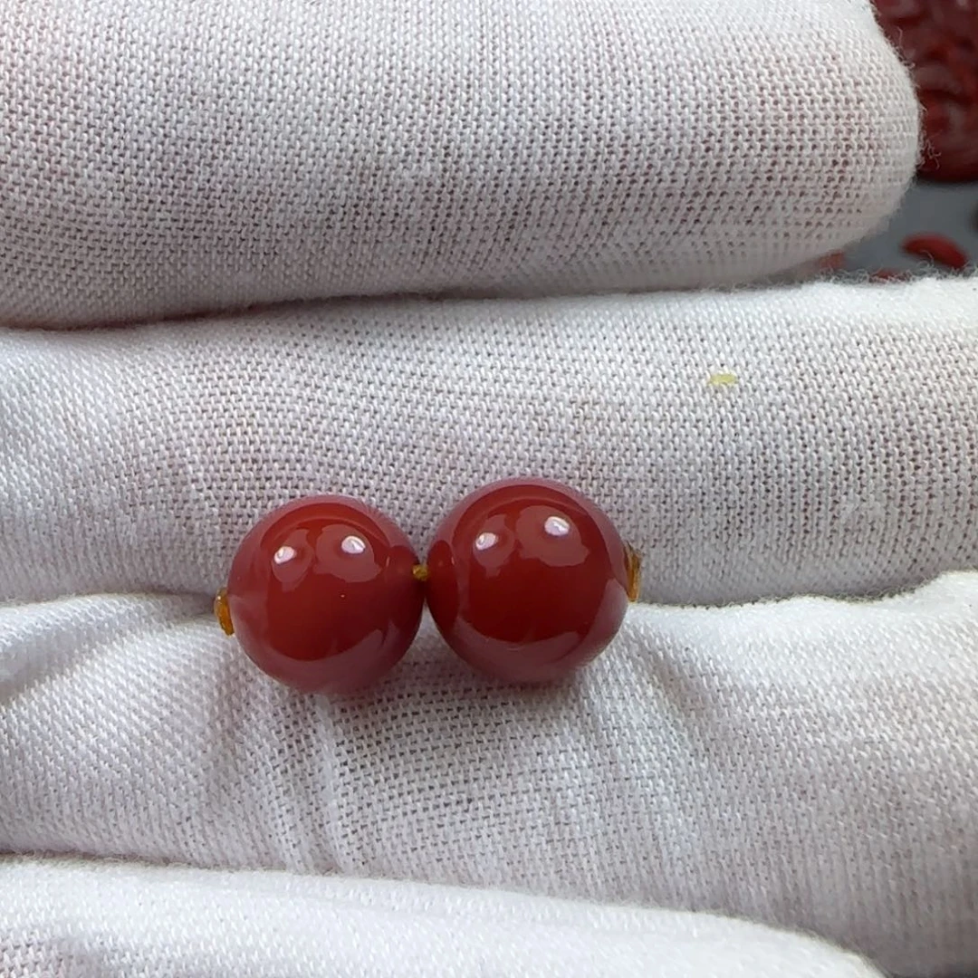 南红玛瑙对珠10.3未镶嵌