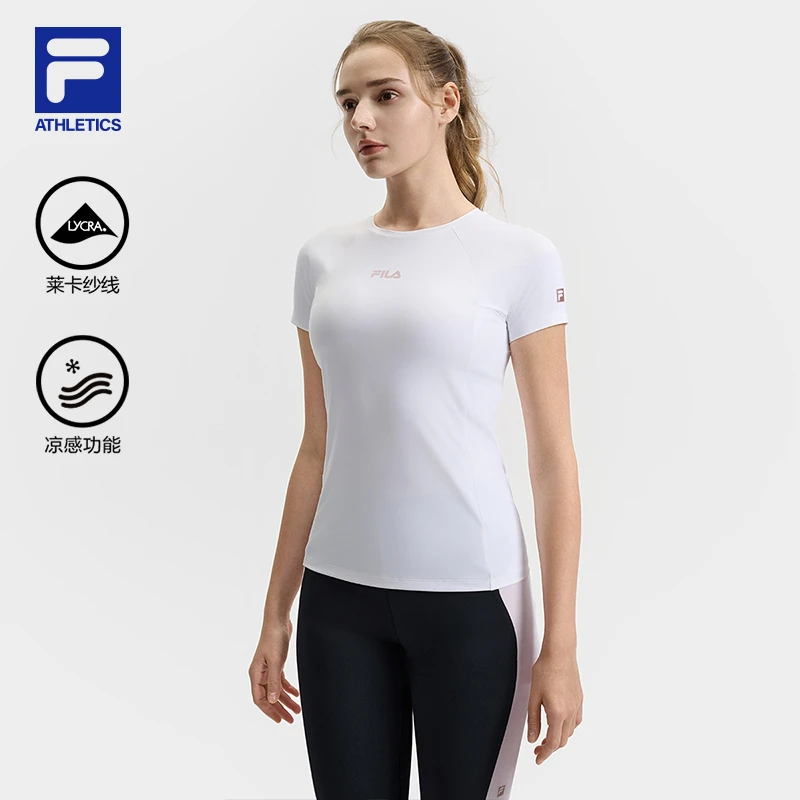 Fila/斐乐【凉感纱线】女款短袖夏季新款休闲百搭健身弹力速干T恤