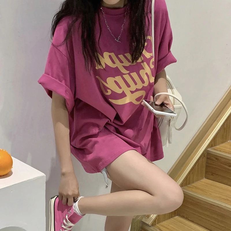 下衣失踪T恤女2025夏季新款短袖宽松印花中长款显瘦体恤上衣ins潮