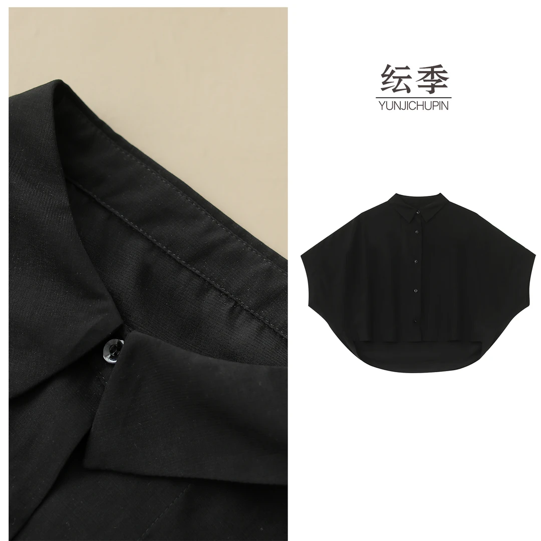 【纭季原创】衣长52-65 夏季新款宽松休闲蝙蝠袖衬衫女D25416
