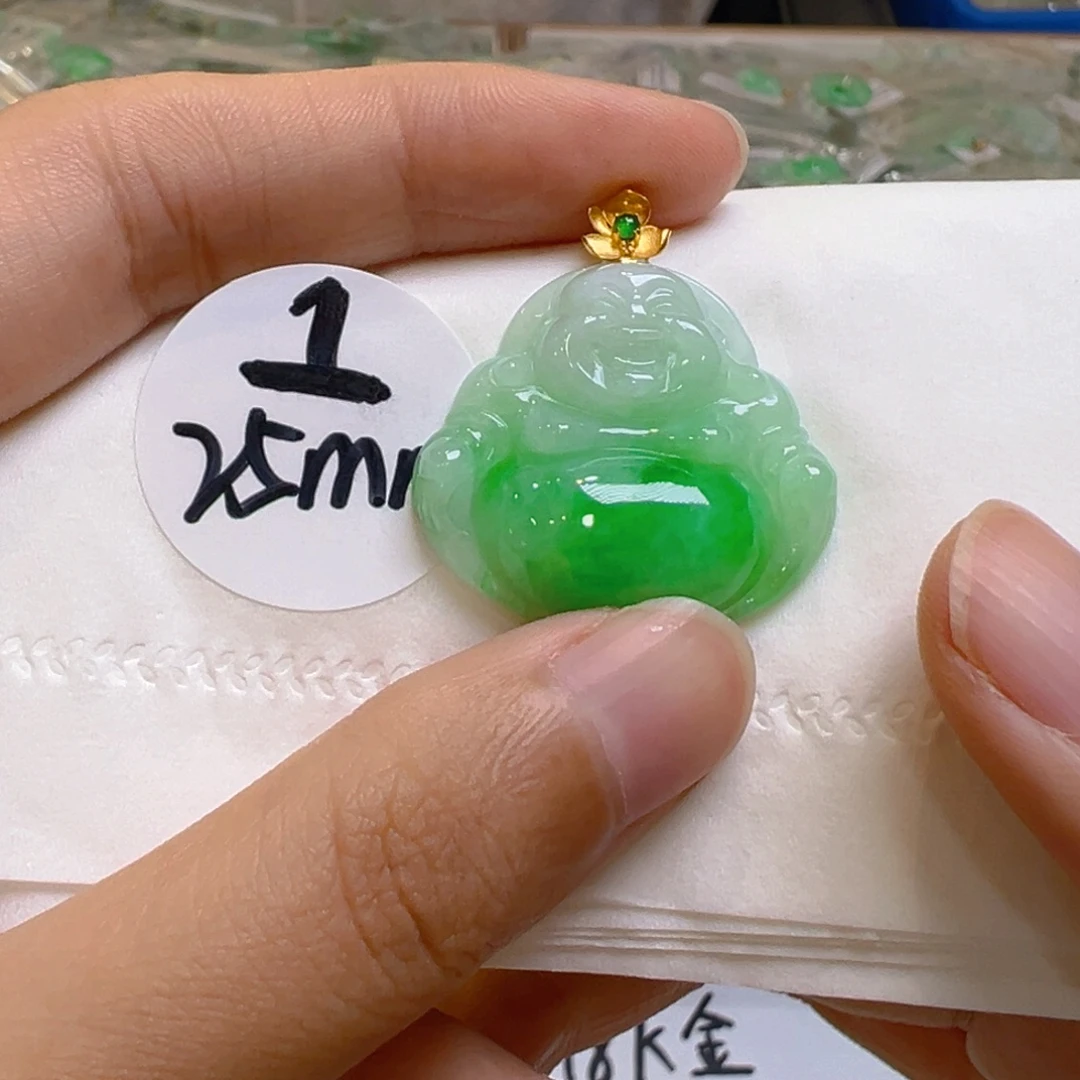 吊坠(不含链)18K金镶嵌翡翠