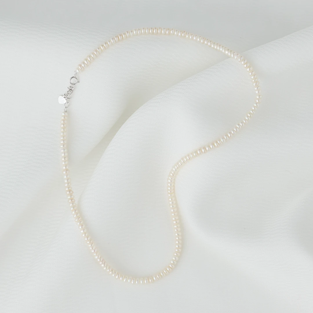 【涵涵】淡水无核算盘珍珠项链3.5-4.5MM S925银23061813052