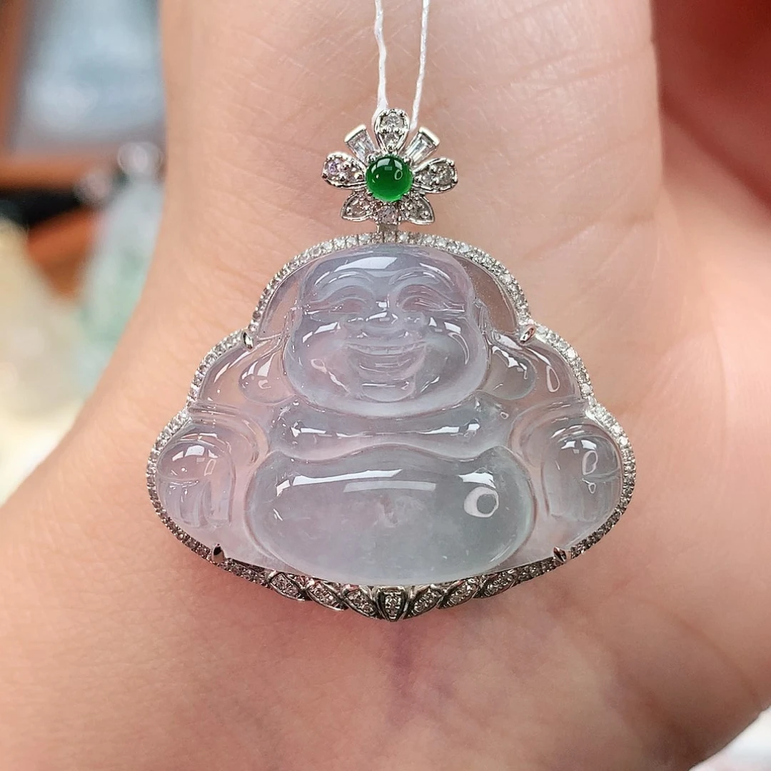 颈饰18K金镶嵌翡翠佛公