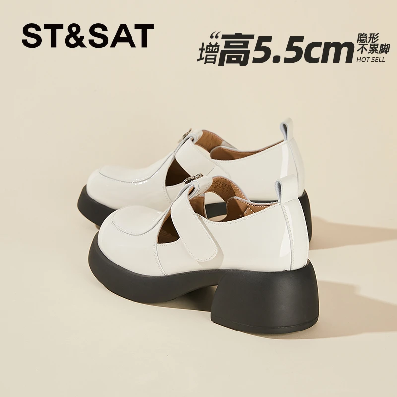 星期六真皮厚底乐福鞋女2025爆款秋季漆皮小皮鞋时尚JK学院风单鞋