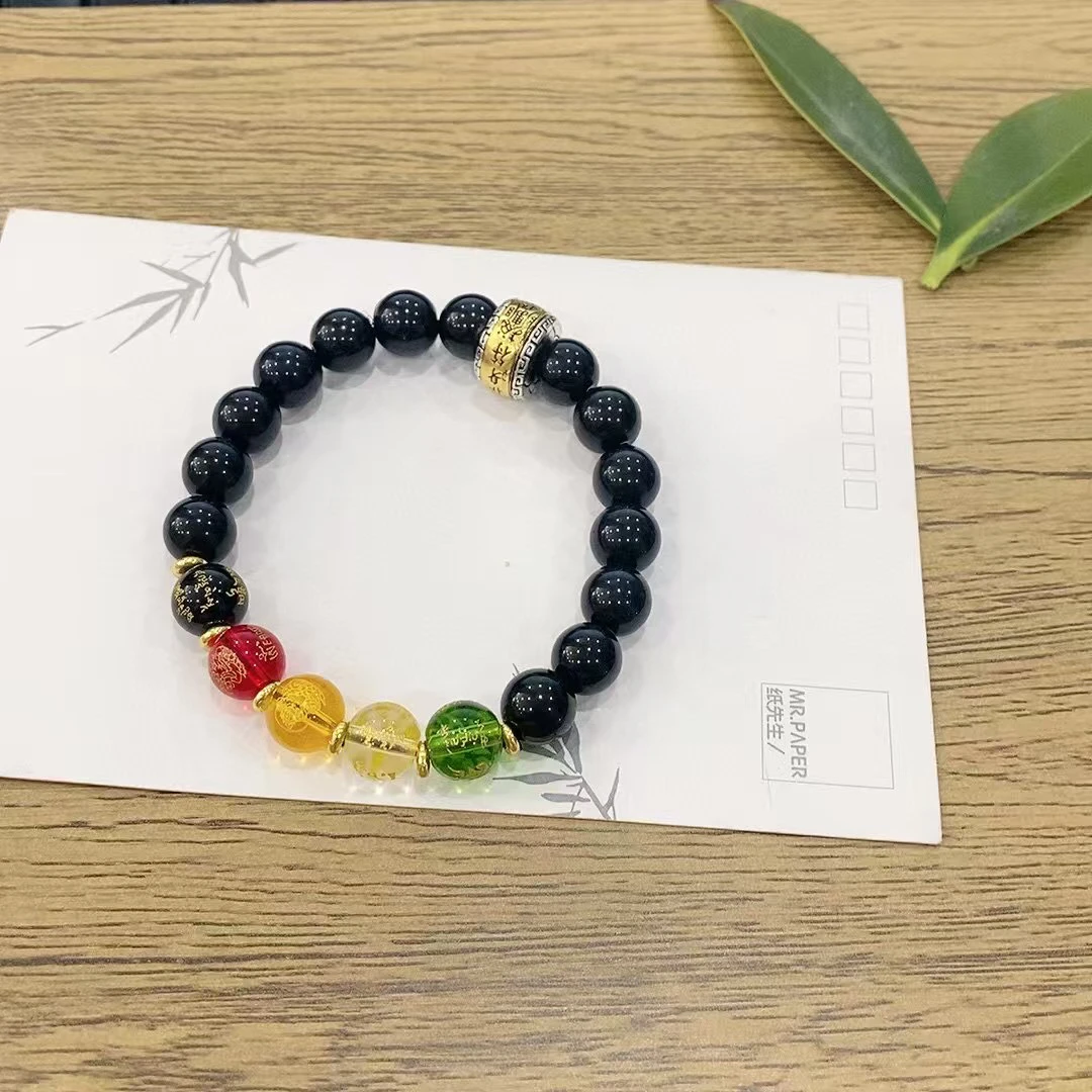 L30005手串财神转运珠文玩男女款念珠加五路财神手串尺寸约10mm