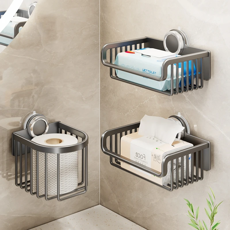 吸盘卫生间厕纸盒壁挂浴室悬挂免打孔抽纸卷纸卫生纸收纳置物架