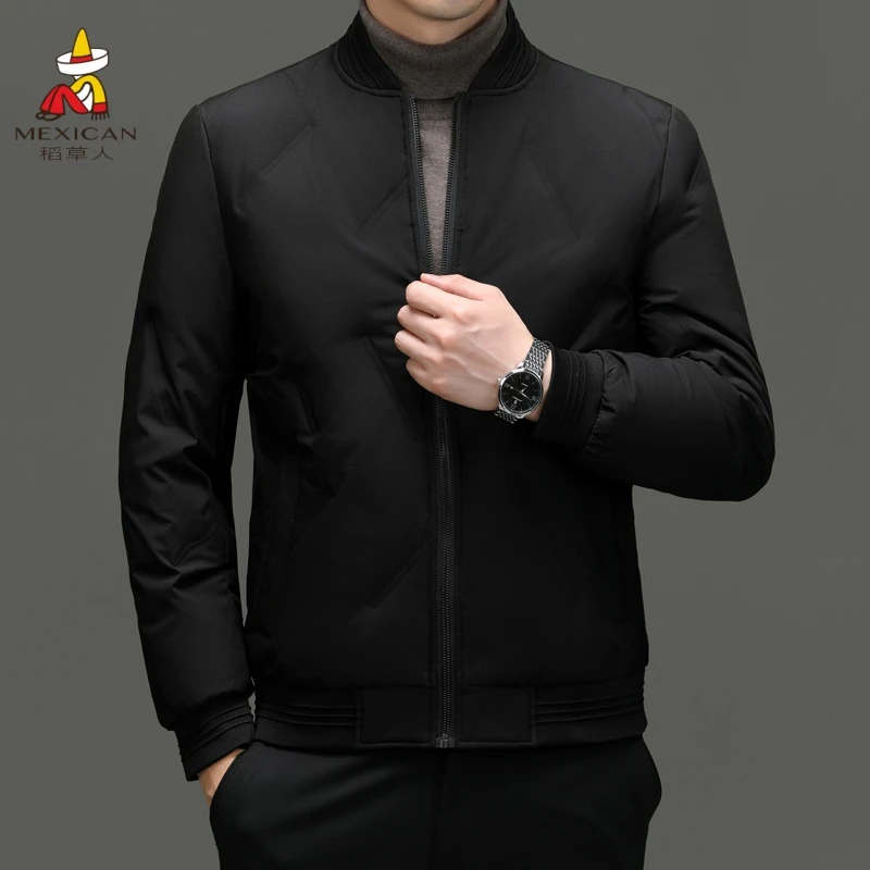 稻草人立领保暖男士简约灰鸭绒男士棒球领百搭上衣高档羽绒服轻奢