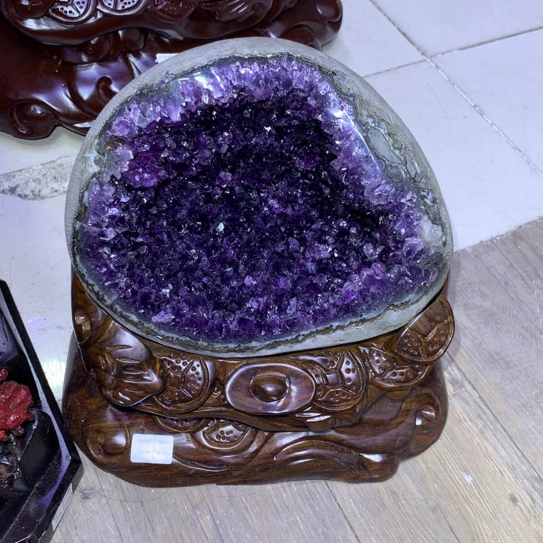 未镶嵌大型摆件（非配饰）紫晶乌拉圭原矿钱袋子