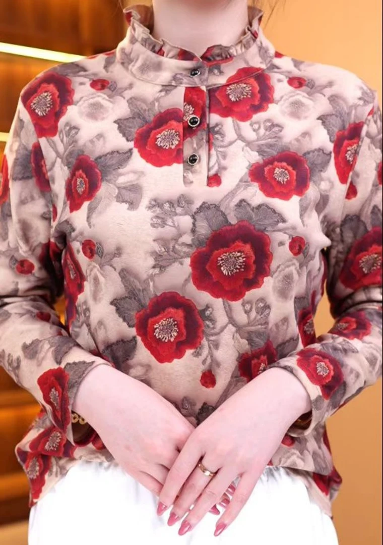 2025新款印花常规洋气中式时尚加绒加厚女装莱赛尔面料女士小衫02