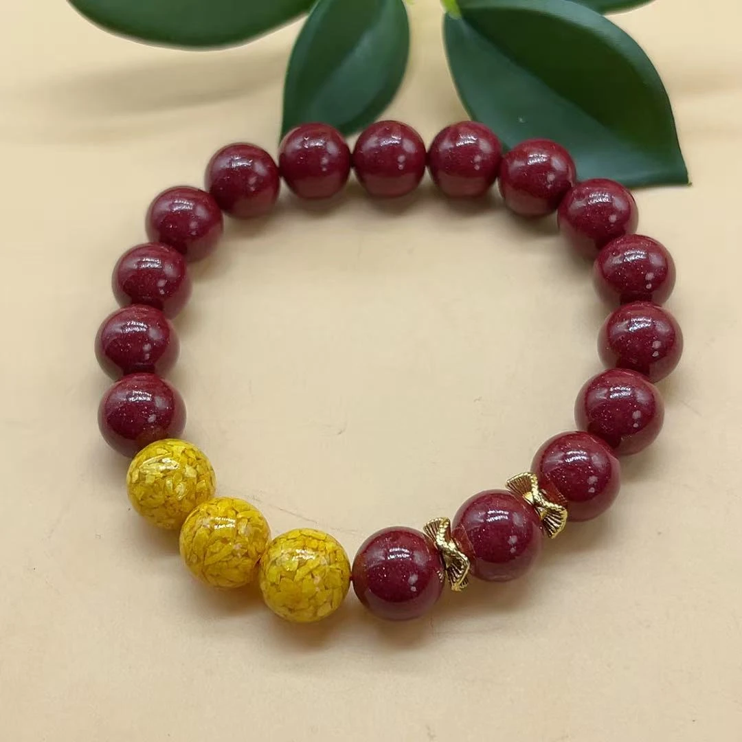 含辰砂工艺品【玉美人】朱砂手串带雄黄约卡10（多样性发货拍一发一）
