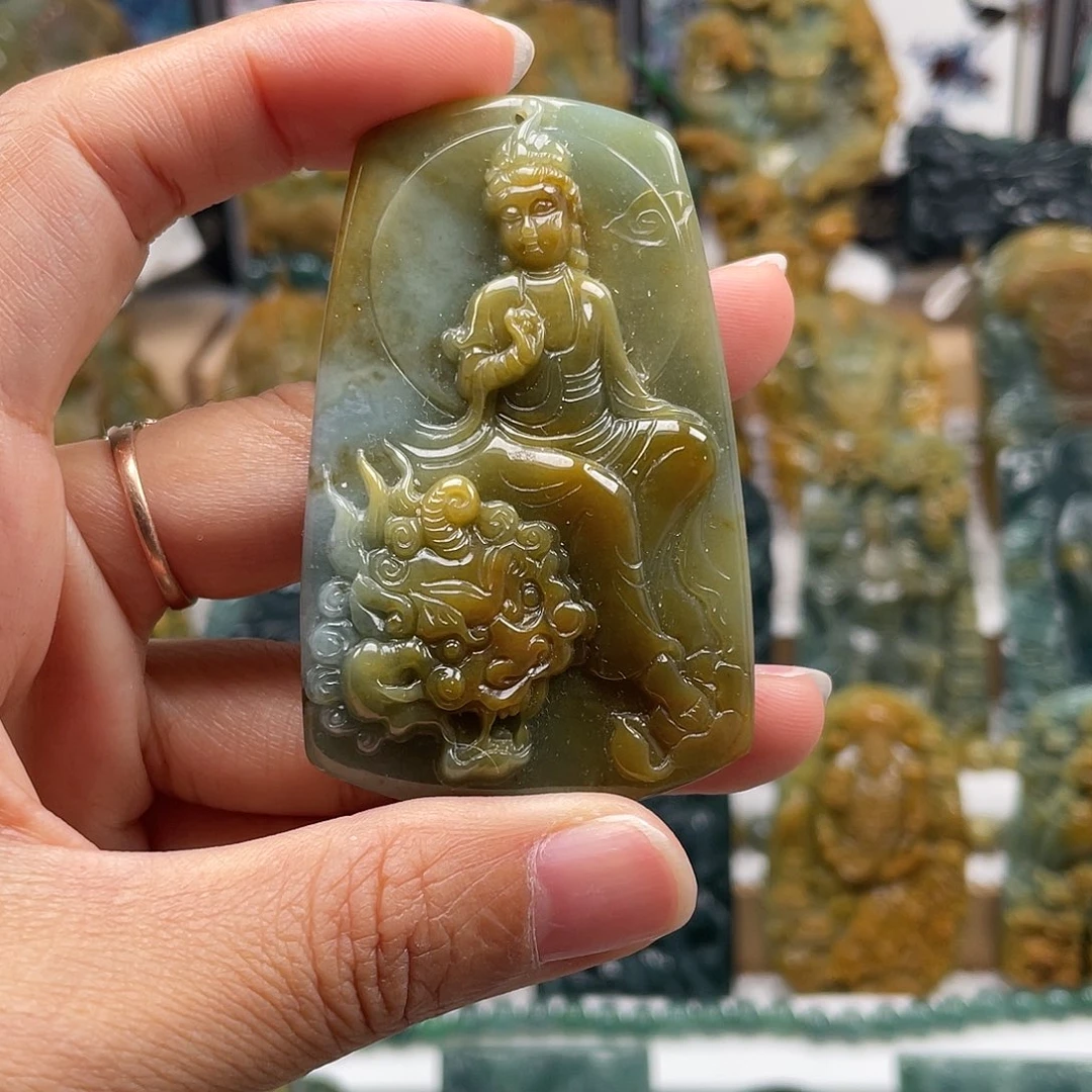 翡翠未镶嵌颈饰天然翡翠a货文殊