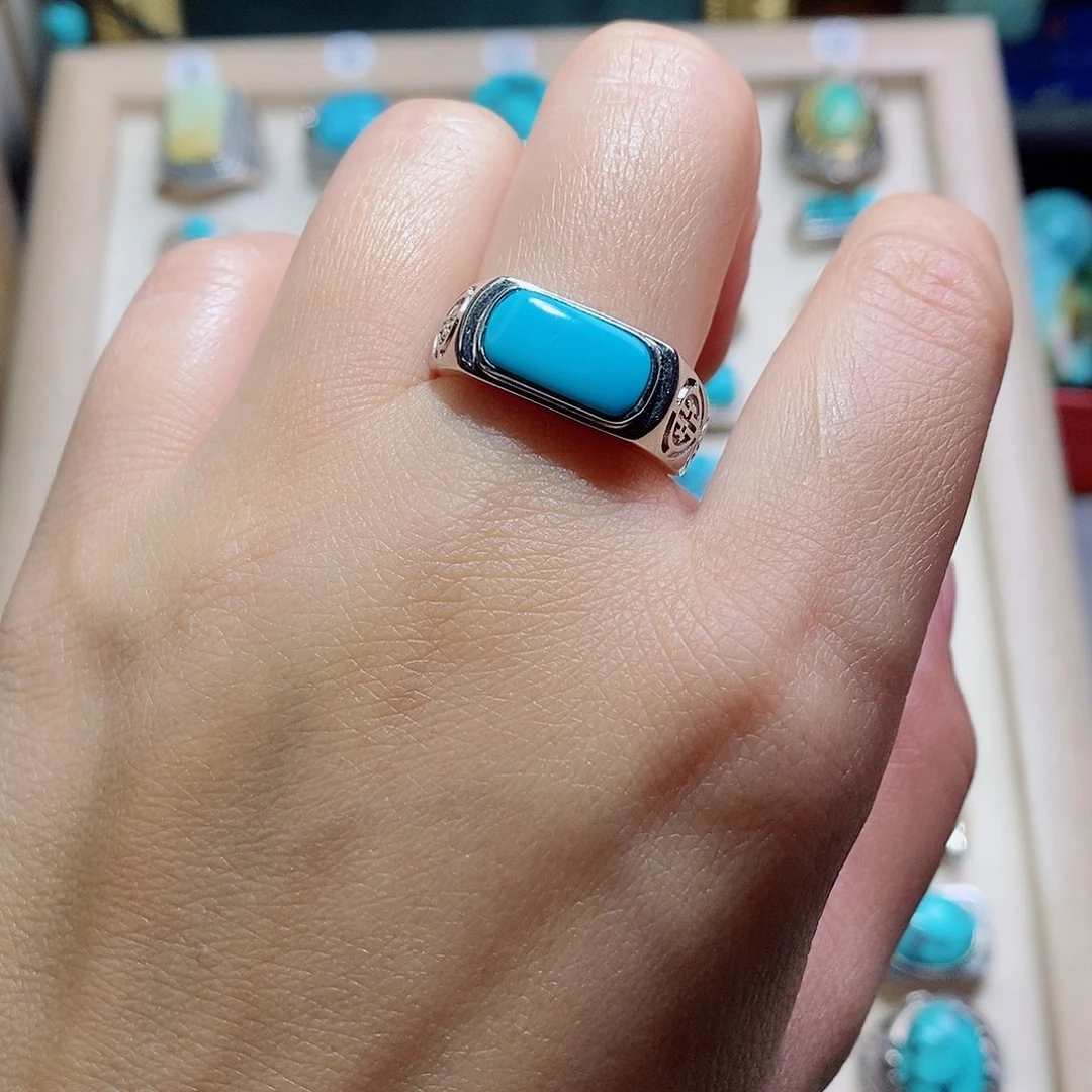 国***选银S925镶嵌绿松石挂件