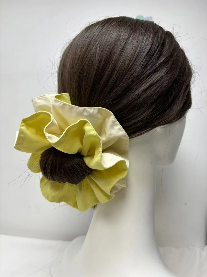 为设计买单 柠檬黄抽绳款肠圈 可调节发量双层