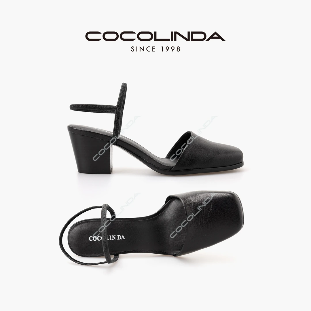 COCOLINDA | 羊皮复古老钱时装包头粗跟时髦精5cm凉鞋X2840