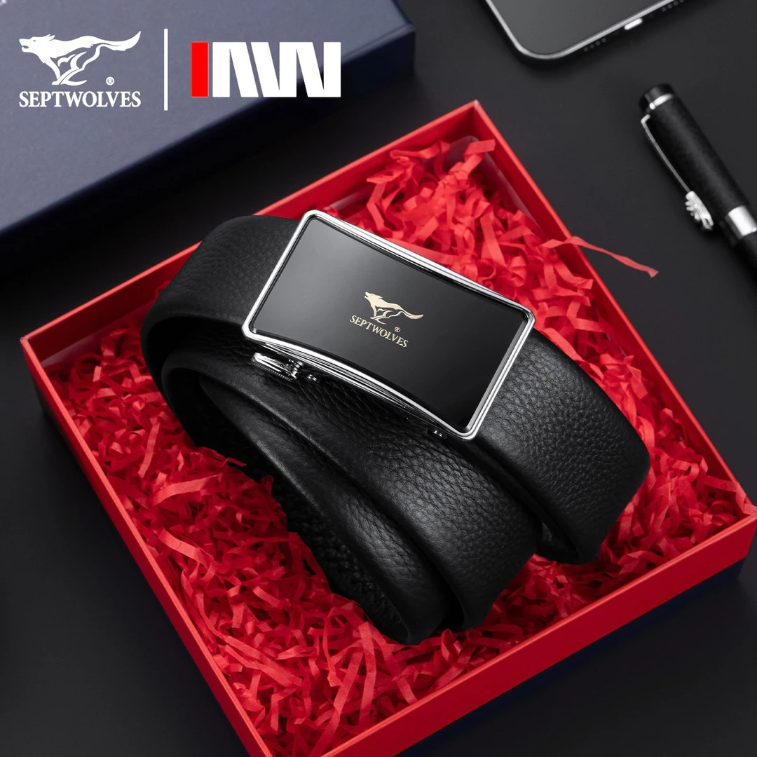 七匹狼皮带男士真皮腰带头层牛皮时尚品牌商务裤带送男友高档礼物