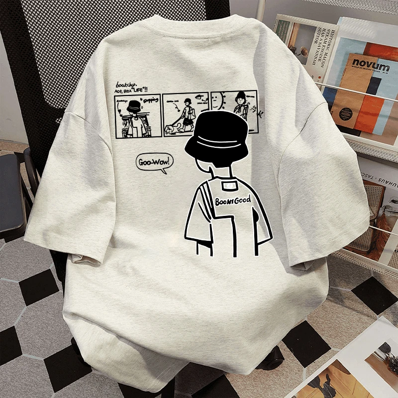 爆款短袖男t恤重磅纯棉男士夏季宽松印花潮流半袖美式潮牌ins上衣