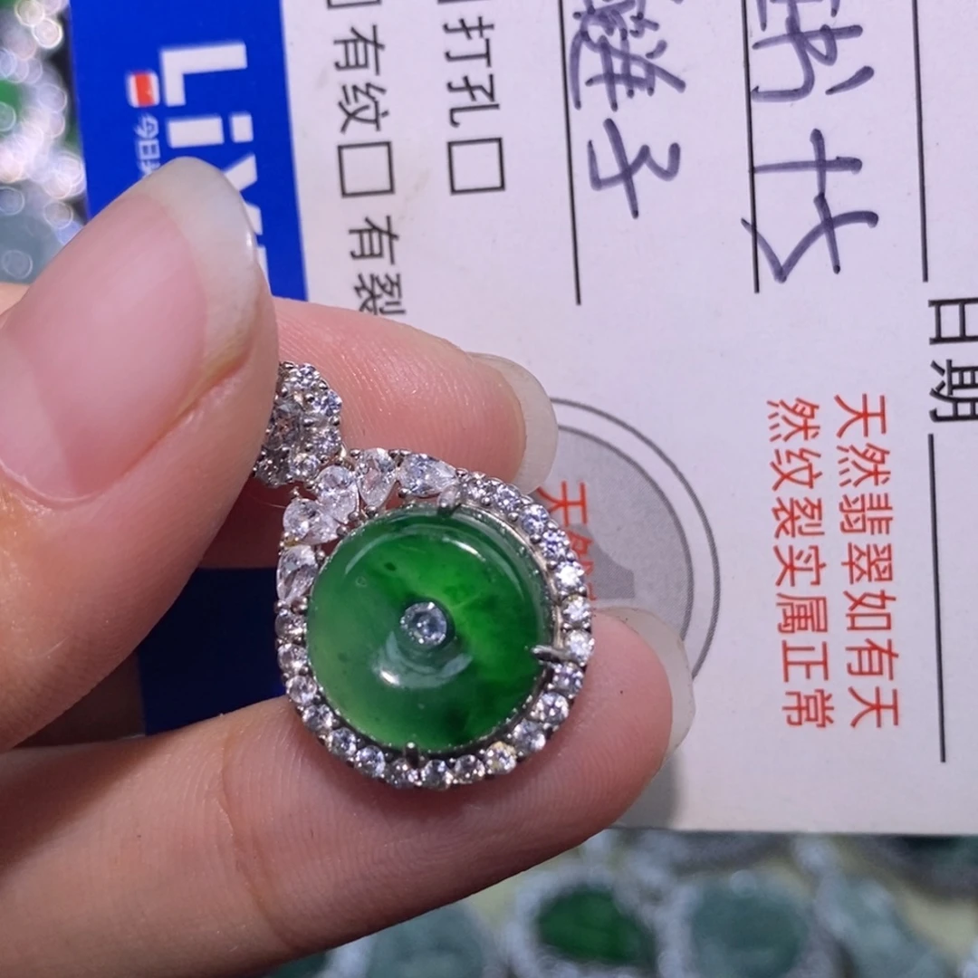 翡翠银S925镶嵌颈饰天然