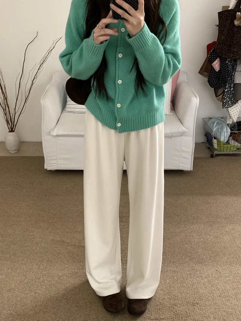 『李木木』秋款上新~~百搭休闲羊毛糯米裤  59151