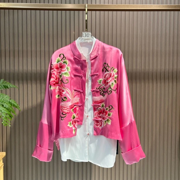 春日牡丹 早春新款重工刺绣新中式短款洋气外套