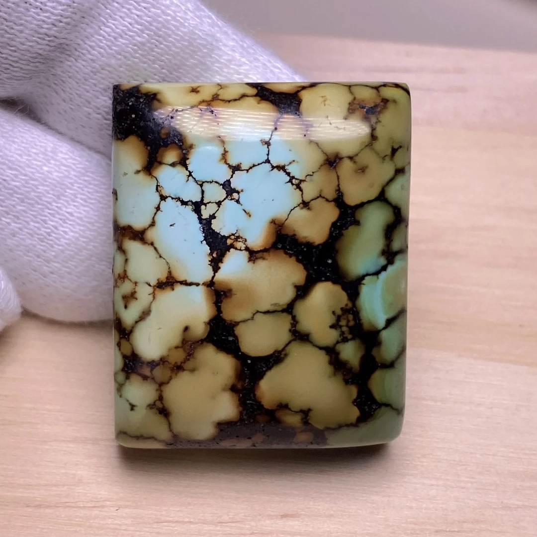 绿松石特色三彩网花平安无事牌吊坠23.6x29.4x10.4mm15.7克