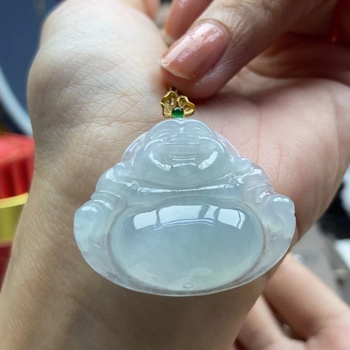 翡翠18K金镶嵌颈饰吊坠28