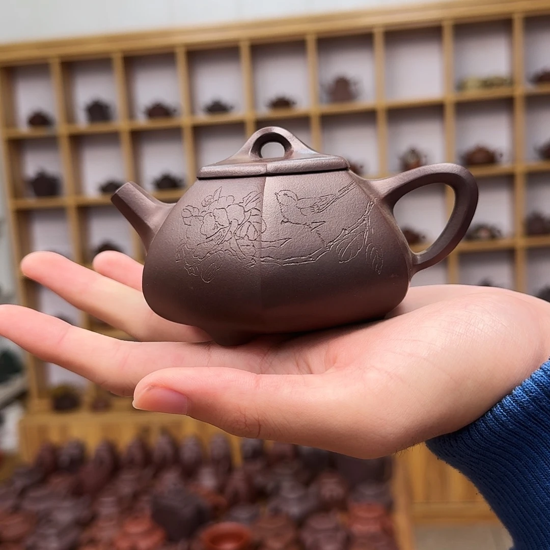 紫砂茶壶六方石瓢260cc