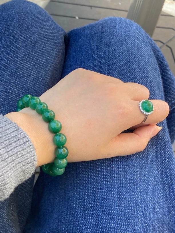 天然非洲翠冰阳绿手串11