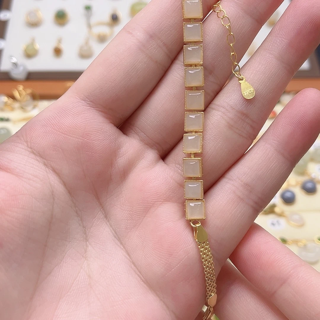 *****银S925镶嵌手链和田玉