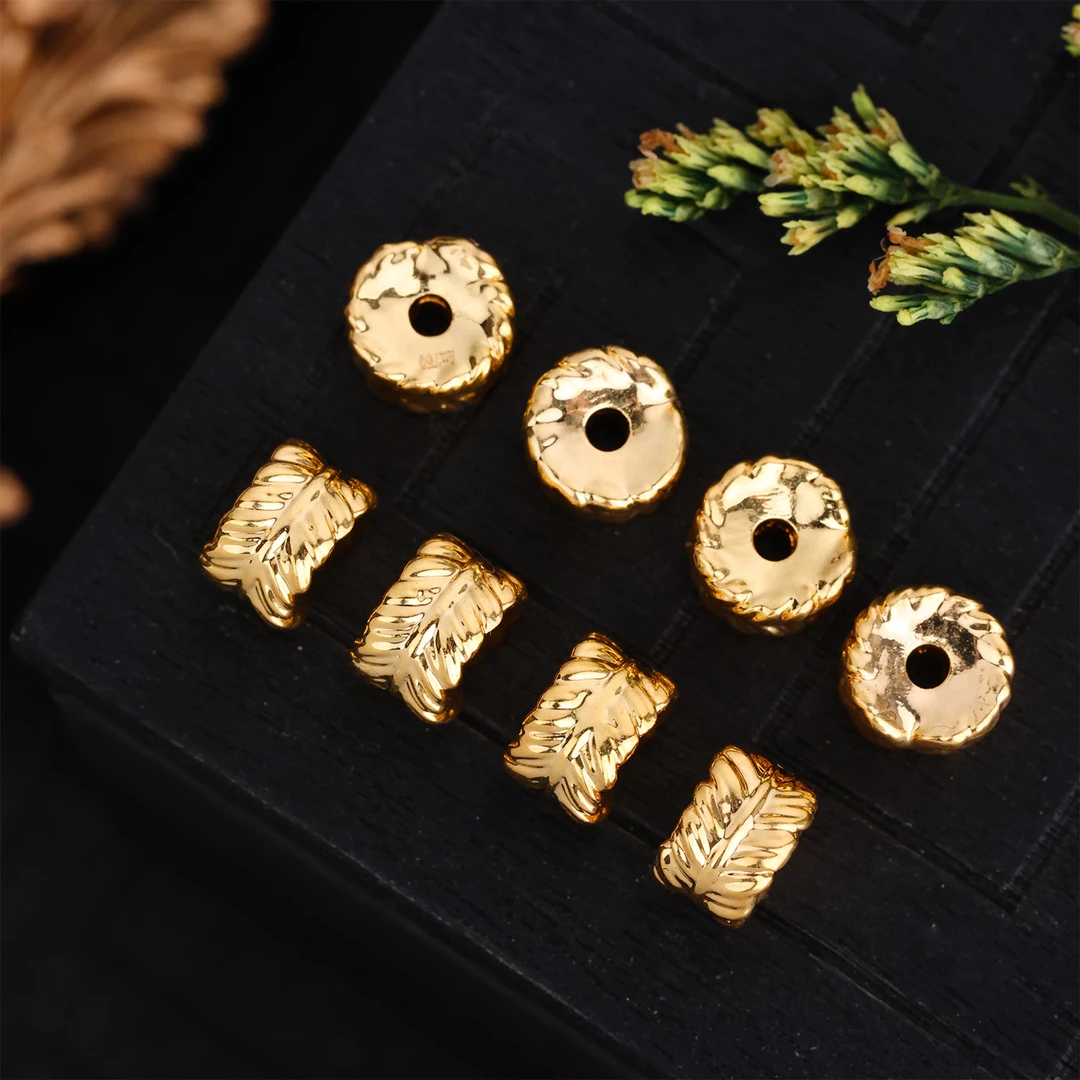 【来福工厂】18k金精工加厚版羽毛卡环跑环隔珠文玩珠串配件