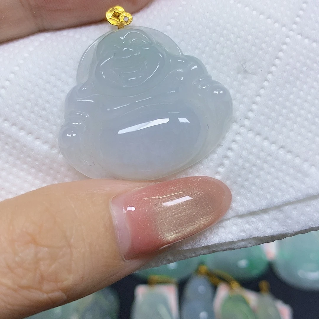 颈饰18K金镶嵌翡翠挂件