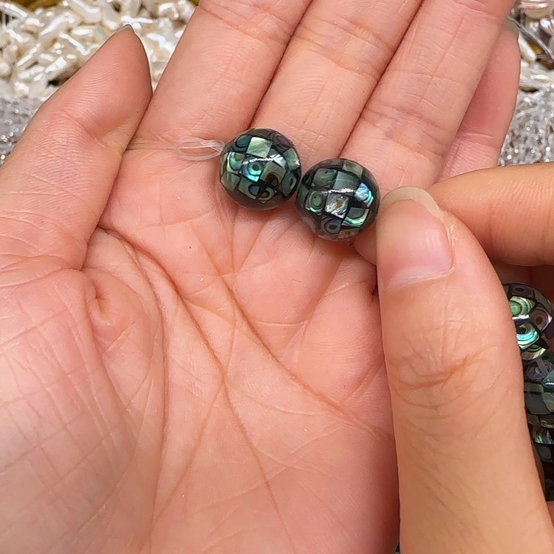 玛瑙/玉髓合金珠宝半成品鲍鱼贝12mm2颗