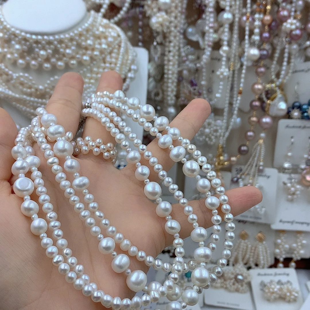 糯***糍项链耳饰淡水珍珠银S925镶嵌