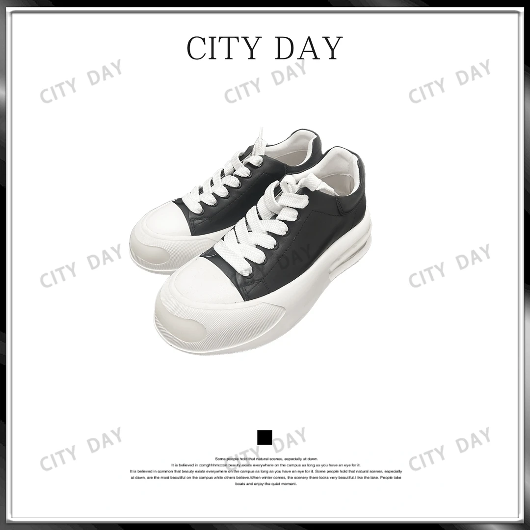 CityDay【楠哥】牛霸 老粉福利 真皮透气厚底圆头系带休闲板鞋 M523