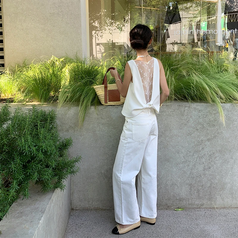 【花园恋人】RARE ZZ 法式女人味蕾丝性感露背设计感圆领小众上衣