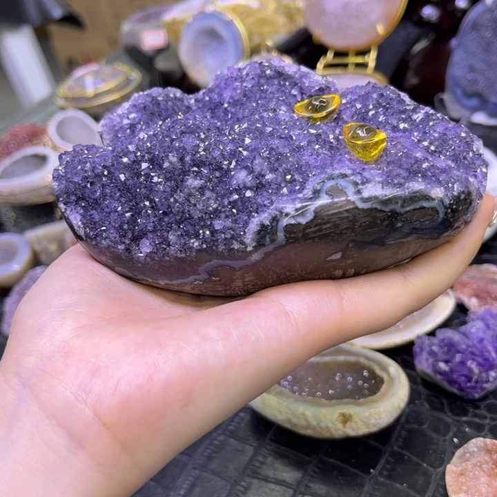 未镶嵌发饰水晶紫晶花盘