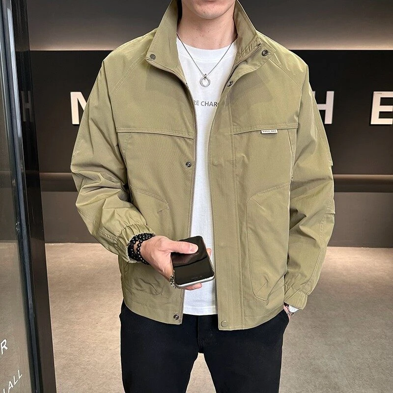 男士外套春秋季2025新款休闲青年夹克衫男装立领薄款潮流长袖百搭