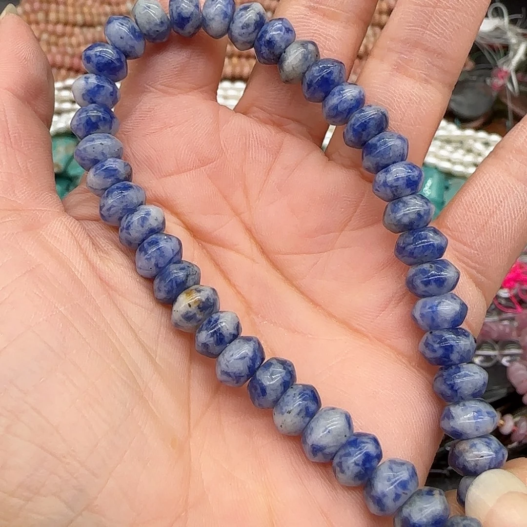合金玛瑙/玉髓珠宝半成品青花瓷蓝纹8mm半条