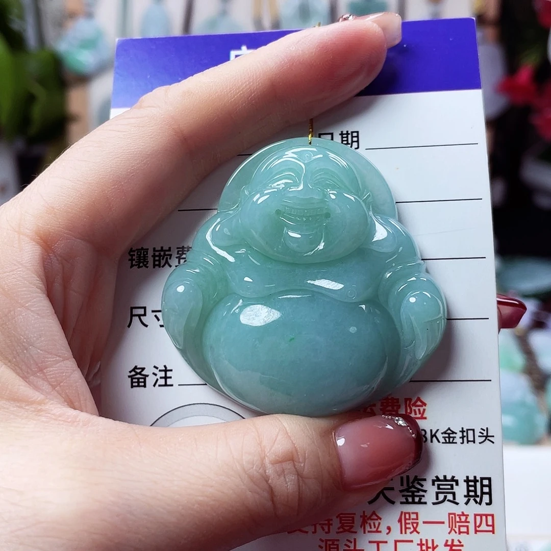 翡翠足金镶嵌颈饰佛公29