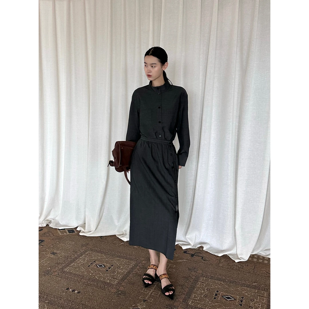 YOEYYOU  设计师 25早秋新品立领松弛量感衬衫/量感直身中长半裙