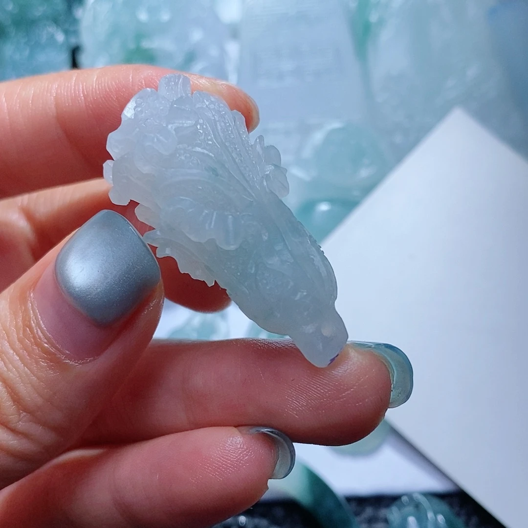 定制翡翠未镶嵌毛货付款后确认抛光