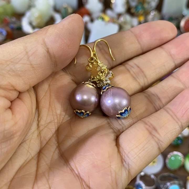 银S925镶嵌海螺珠耳饰精品小件精品小件