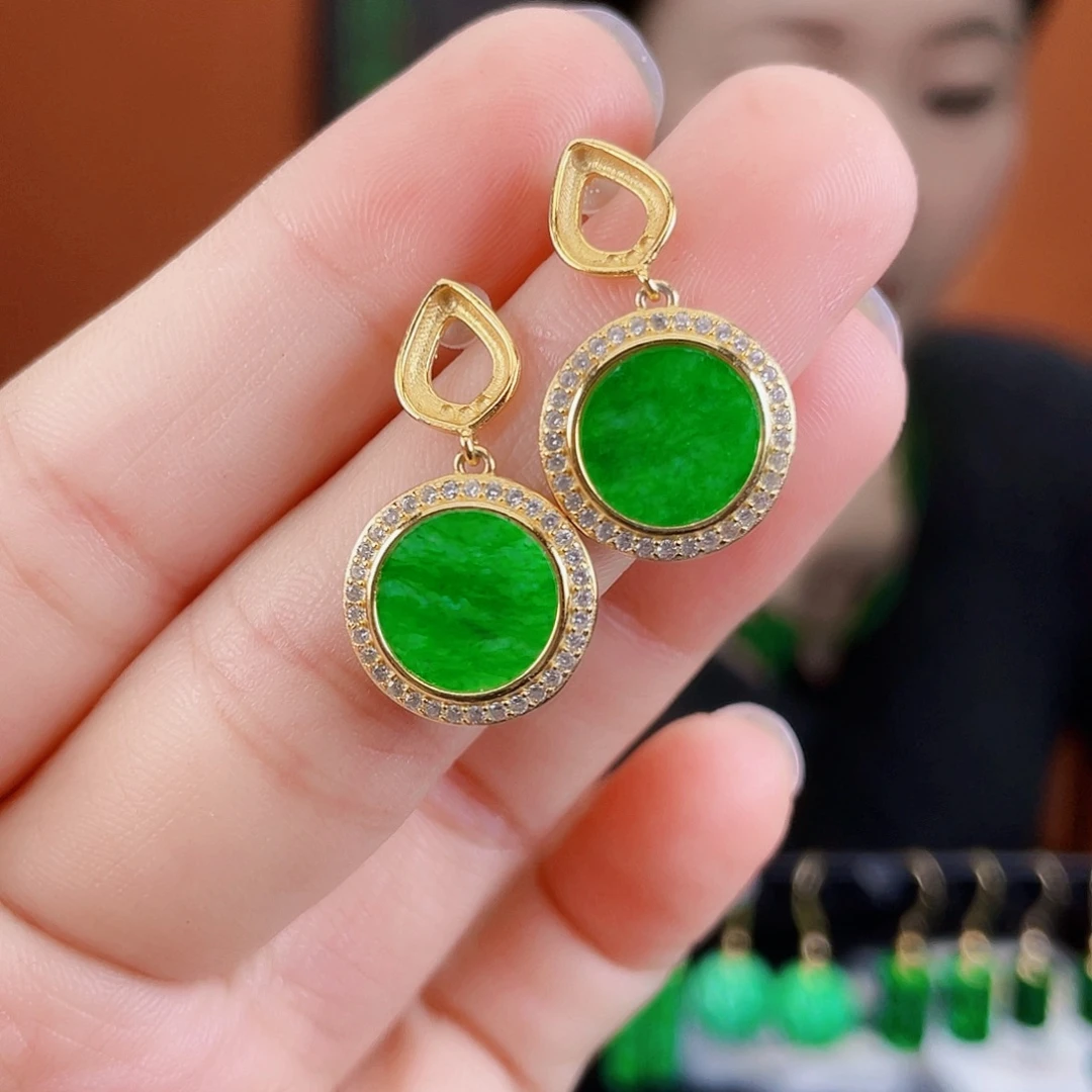 翡翠银S925镶嵌耳饰