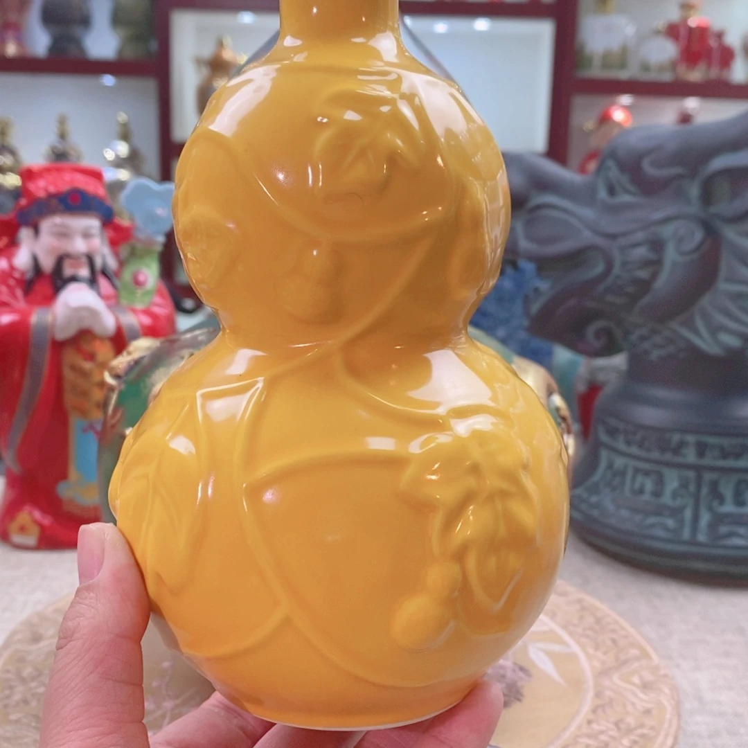 摆件景德镇垚晶陶瓷1斤葫芦黄色