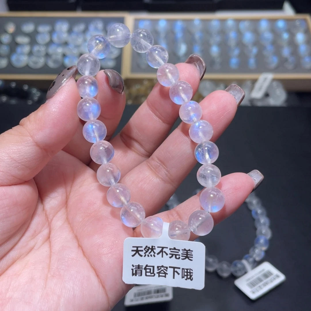 谁***年手链未镶嵌长石蓝月光手链8.8mm