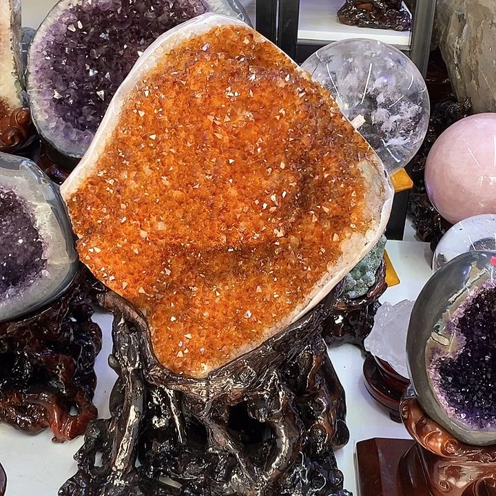 黄晶屏风未镶嵌水晶