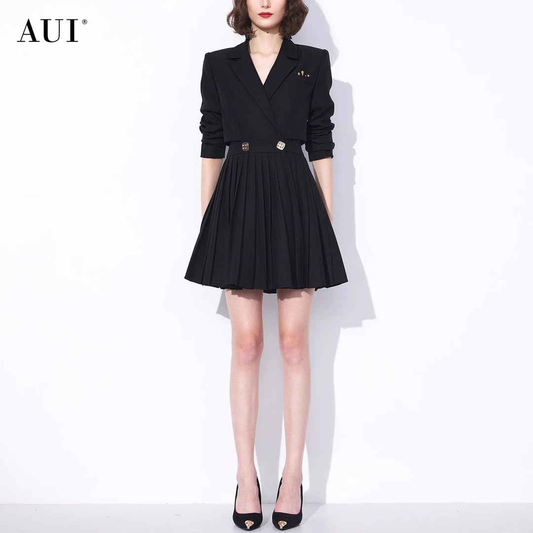 【宠粉专属】AUI黑色职业西装外套女修身职业西装裙秋季-23Q042737