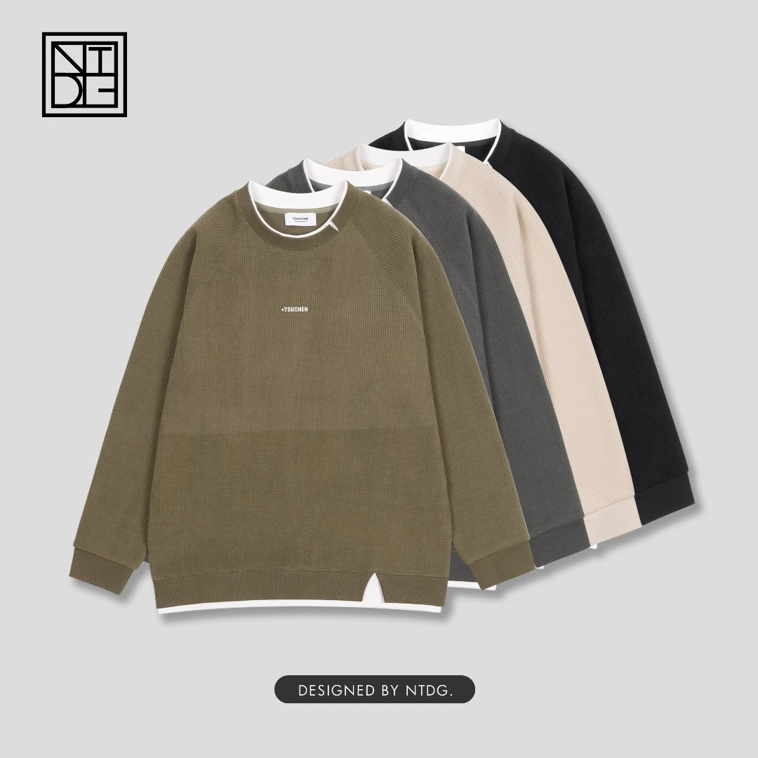 冬季玉米格慵懒感厚保暖刺绣圆领卫衣95200