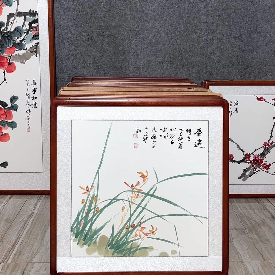 国画书画作品带框63×63