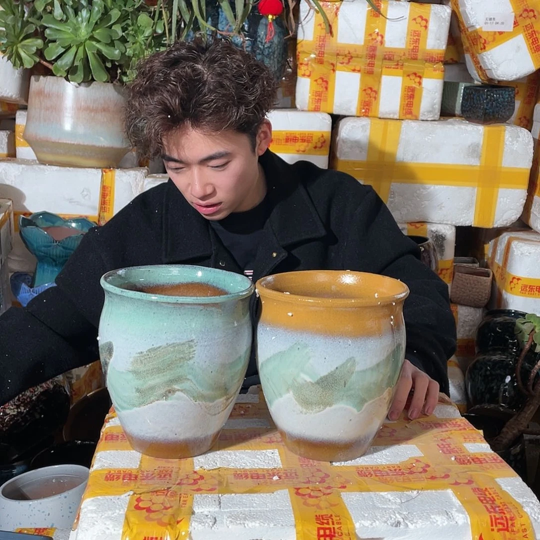 无铅玻璃宜兴紫砂花盆